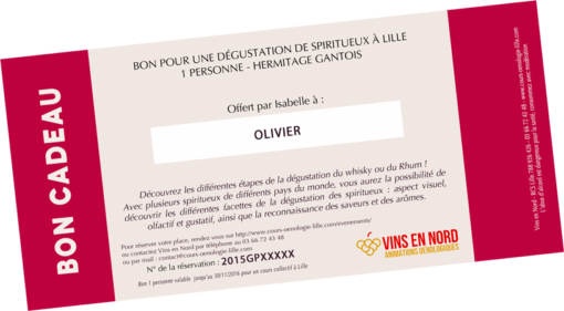 Chèque cadeau dégustation Spiritueux